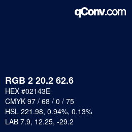 カラーコード: RGB 2 20.2 62.6 | qconv.com