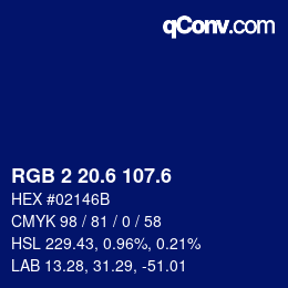 カラーコード: RGB 2 20.6 107.6 | qconv.com