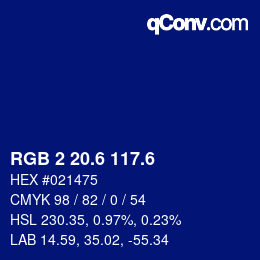 カラーコード: RGB 2 20.6 117.6 | qconv.com