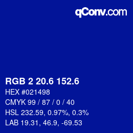 カラーコード: RGB 2 20.6 152.6 | qconv.com