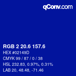 カラーコード: RGB 2 20.6 157.6 | qconv.com