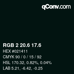 カラーコード: RGB 2 20.6 17.6 | qconv.com