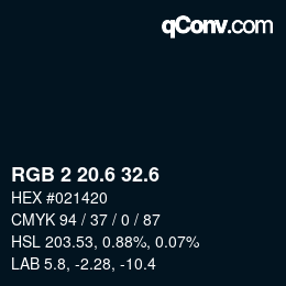カラーコード: RGB 2 20.6 32.6 | qconv.com