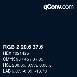 カラーコード: RGB 2 20.6 37.6 | qconv.com