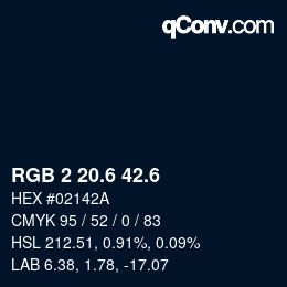 カラーコード: RGB 2 20.6 42.6 | qconv.com