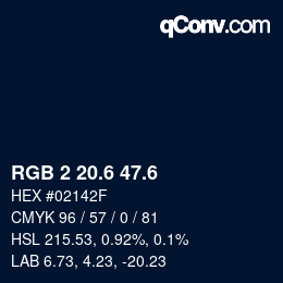 カラーコード: RGB 2 20.6 47.6 | qconv.com