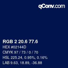 カラーコード: RGB 2 20.6 77.6 | qconv.com