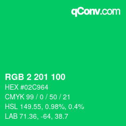Color code: RGB 2 201 100 | qconv.com
