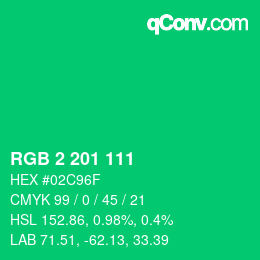 Color code: RGB 2 201 111 | qconv.com