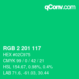 Color code: RGB 2 201 117 | qconv.com