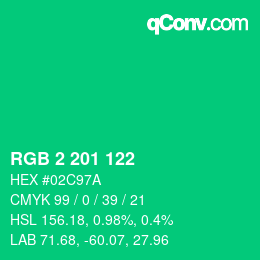 Color code: RGB 2 201 122 | qconv.com