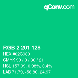 Color code: RGB 2 201 128 | qconv.com
