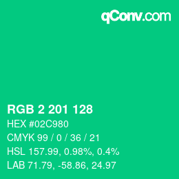 Color code: RGB 2 201 128 | qconv.com