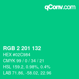 Color code: RGB 2 201 132 | qconv.com