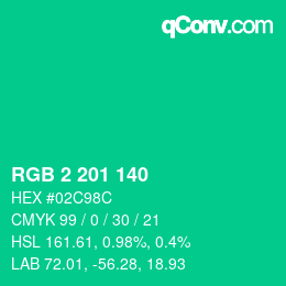 カラーコード: RGB 2 201 140 | qconv.com