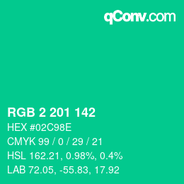 カラーコード: RGB 2 201 142 | qconv.com