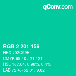 Color code: RGB 2 201 158 | qconv.com