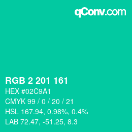 Color code: RGB 2 201 161 | qconv.com