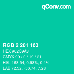 Color code: RGB 2 201 163 | qconv.com
