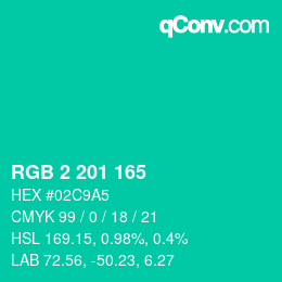 Color code: RGB 2 201 165 | qconv.com