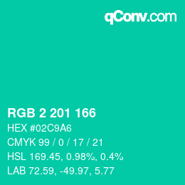 Color code: RGB 2 201 166 | qconv.com