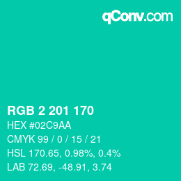 Color code: RGB 2 201 170 | qconv.com