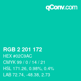 Color code: RGB 2 201 172 | qconv.com