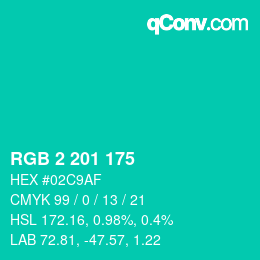 Color code: RGB 2 201 175 | qconv.com