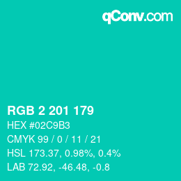 Color code: RGB 2 201 179 | qconv.com