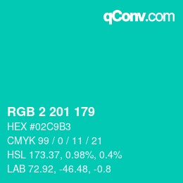 カラーコード: RGB 2 201 179 | qconv.com