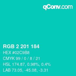 Color code: RGB 2 201 184 | qconv.com