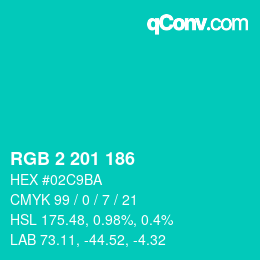 Color code: RGB 2 201 186 | qconv.com