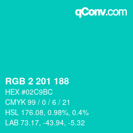 Color code: RGB 2 201 188 | qconv.com