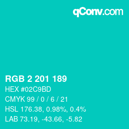 Color code: RGB 2 201 189 | qconv.com