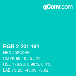 Color code: RGB 2 201 191 | qconv.com