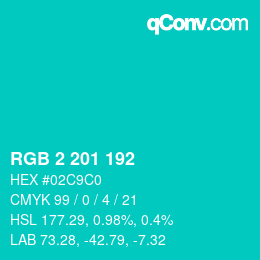 カラーコード: RGB 2 201 192 | qconv.com