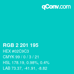 Color code: RGB 2 201 195 | qconv.com