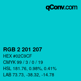 Color code: RGB 2 201 207 | qconv.com