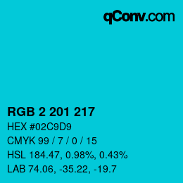 Color code: RGB 2 201 217 | qconv.com