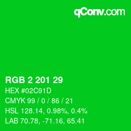 Color code: RGB 2 201 29 | qconv.com
