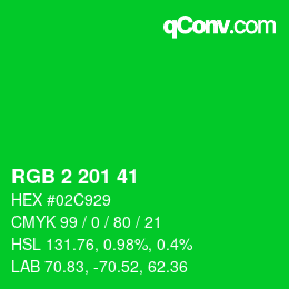 Color code: RGB 2 201 41 | qconv.com