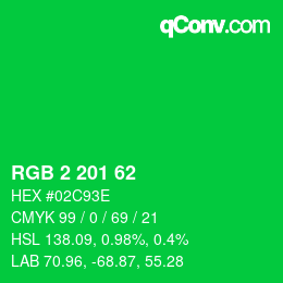 Color code: RGB 2 201 62 | qconv.com