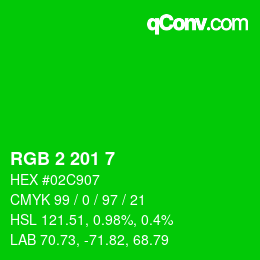 Color code: RGB 2 201 7 | qconv.com