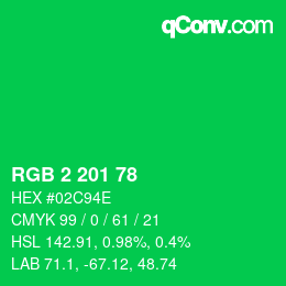 Color code: RGB 2 201 78 | qconv.com