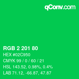 Color code: RGB 2 201 80 | qconv.com