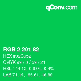 Color code: RGB 2 201 82 | qconv.com