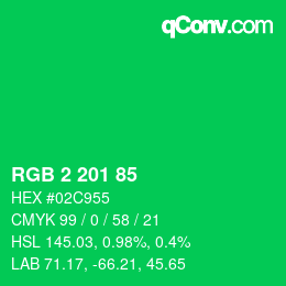 Color code: RGB 2 201 85 | qconv.com