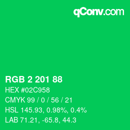 Color code: RGB 2 201 88 | qconv.com