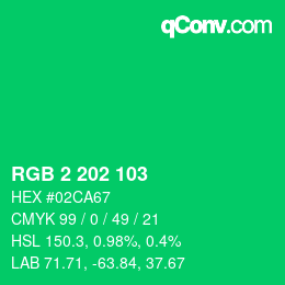 カラーコード: RGB 2 202 103 | qconv.com