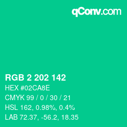 カラーコード: RGB 2 202 142 | qconv.com